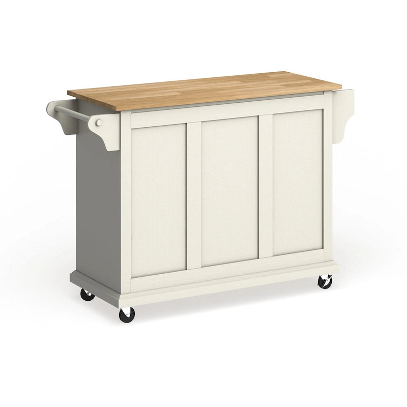 Crosley Full Size White Natural Wood Top Kitchen Cart Island - 18d x 51.5w x 36h