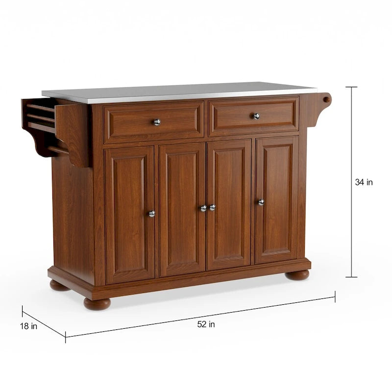 Crosley Alexandria Stainless Steel Top Full Size Kitchen Island/Cart - 18d x 51.5w x 34h