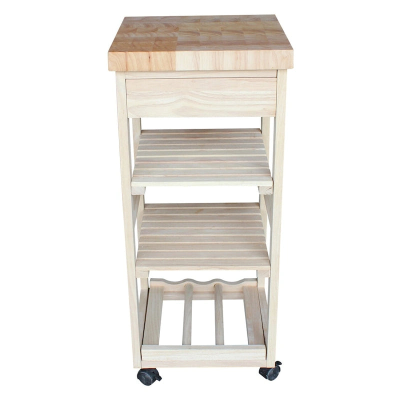 Porch & Den Estelle Unfinished Solid Parawood Kitchen Trolley