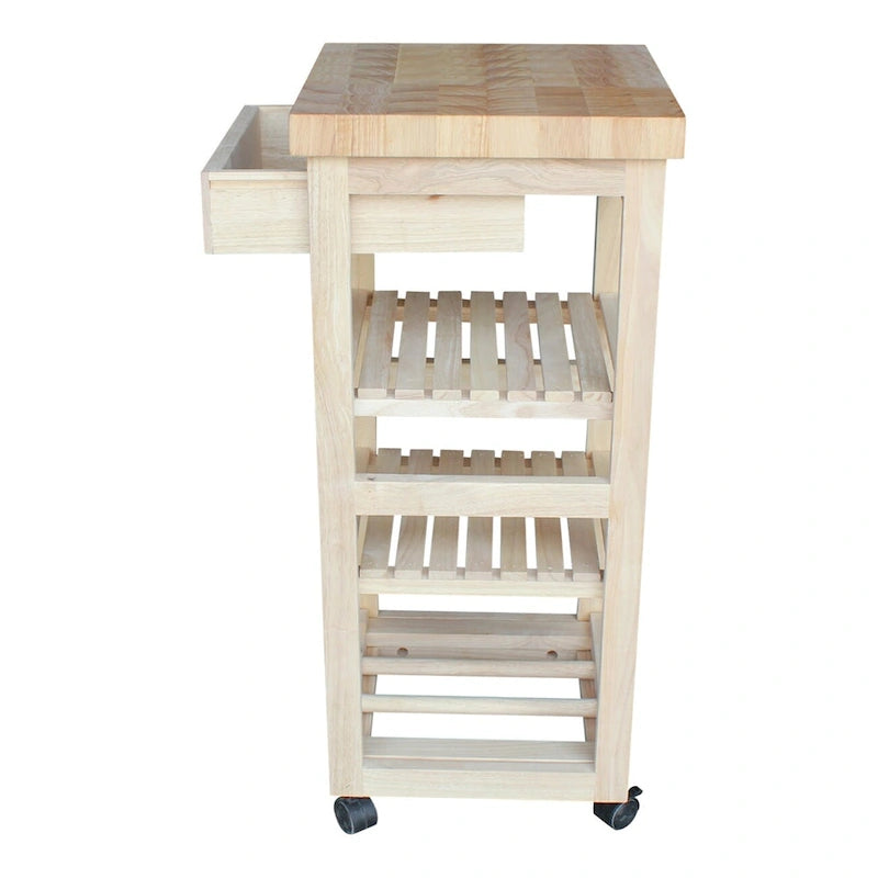 Porch & Den Estelle Unfinished Solid Parawood Kitchen Trolley