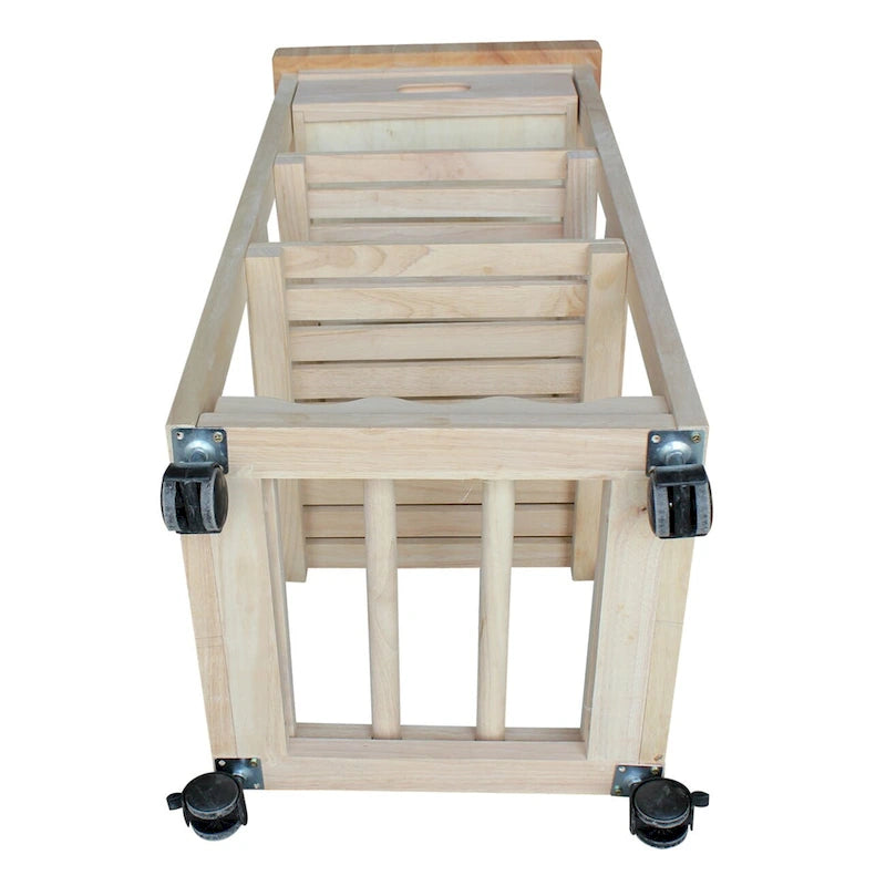 Porch & Den Estelle Unfinished Solid Parawood Kitchen Trolley