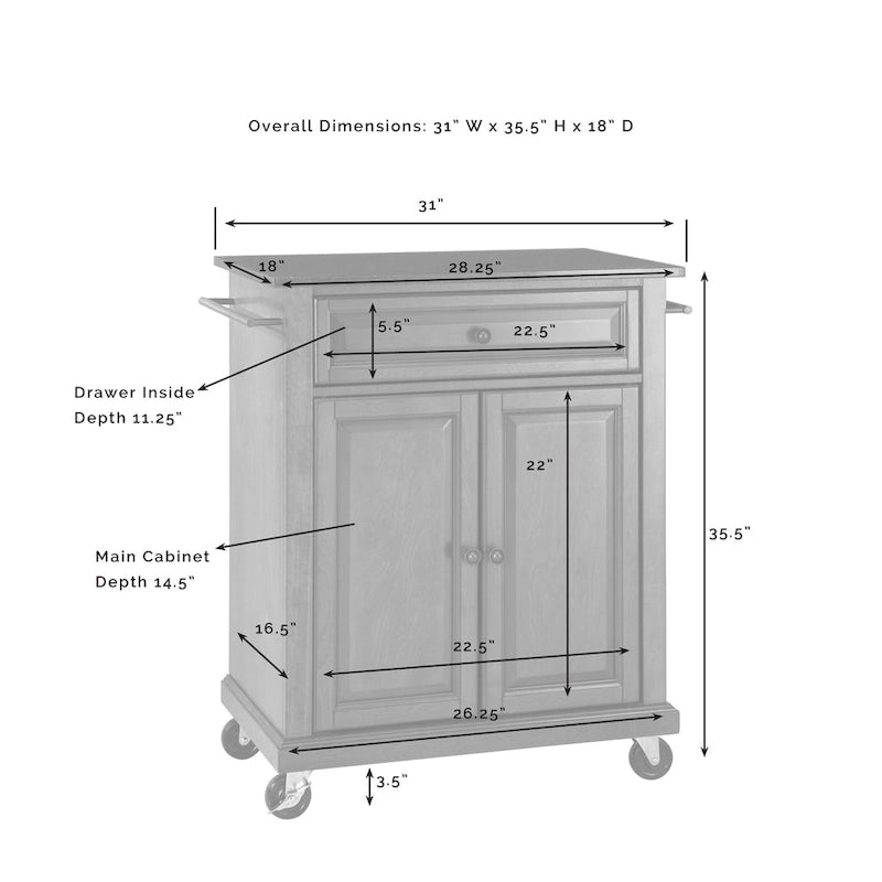 Crosley Compact Solid Black Granite Top Portable Kitchen Cart/ Island in Vintage Mahogany Finish - 18d x 31w x 35.5h