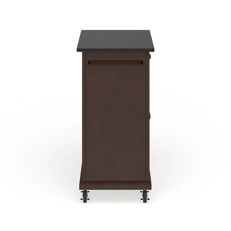 Crosley Compact Solid Black Granite Top Portable Kitchen Cart/ Island in Vintage Mahogany Finish - 18d x 31w x 35.5h