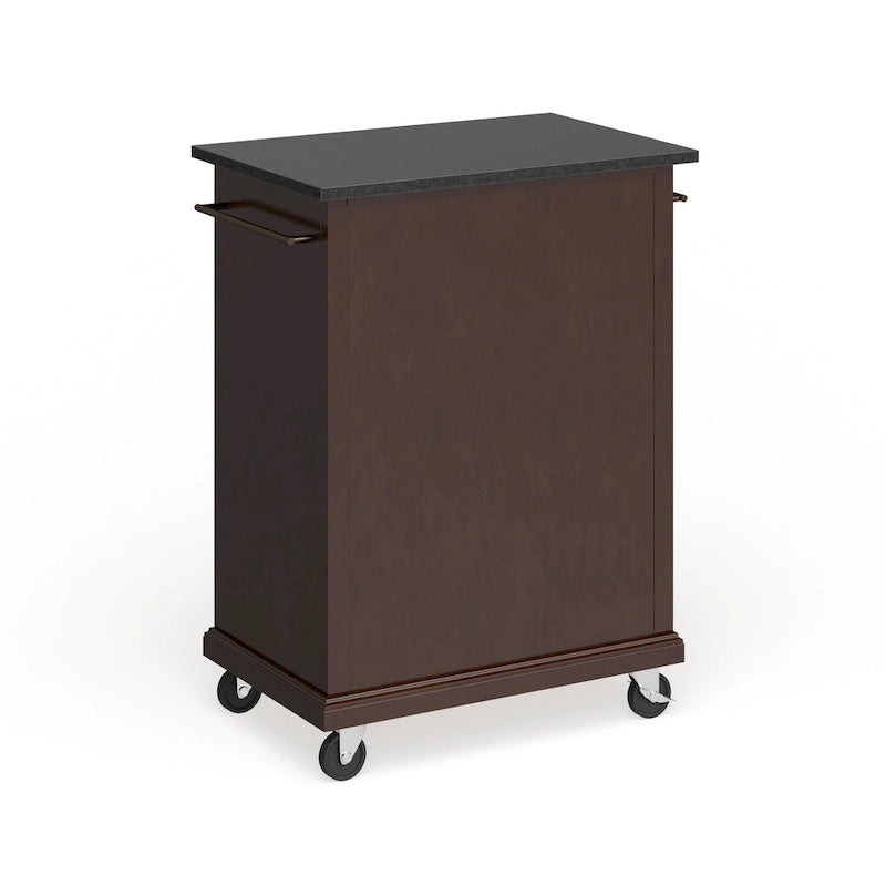 Crosley Compact Solid Black Granite Top Portable Kitchen Cart/ Island in Vintage Mahogany Finish - 18d x 31w x 35.5h