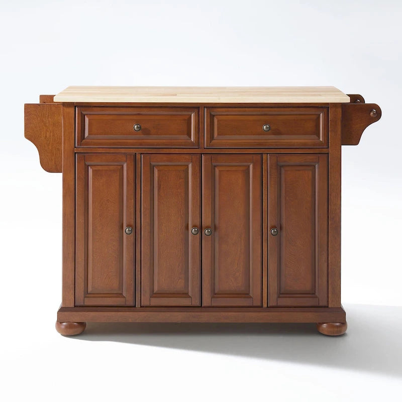 Crosley Alexandria Wood Top Full Size Kitchen Island/Cart in Classic Cherry Finish - 18d x 51.5w x 34h