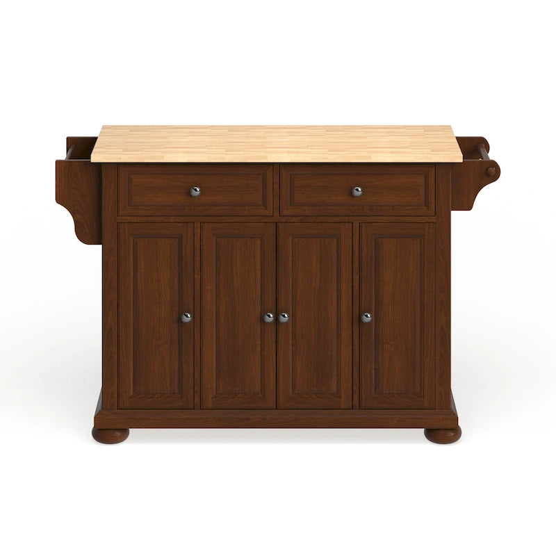 Crosley Alexandria Wood Top Full Size Kitchen Island/Cart in Classic Cherry Finish - 18d x 51.5w x 34h