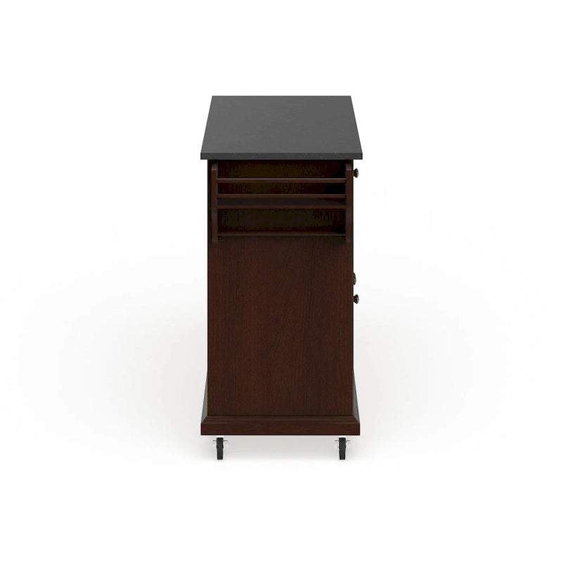 Crosley Full Size Solid Black Granite Top Kitchen Cart - 18d x 51.5w x 36h