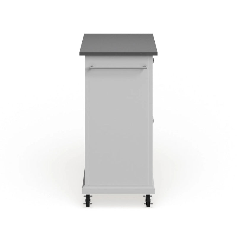 Crosley Compact White Wood Portable Kitchen Cart/ Island with Stainless Steel Top - 18d x 31w x 35.5h