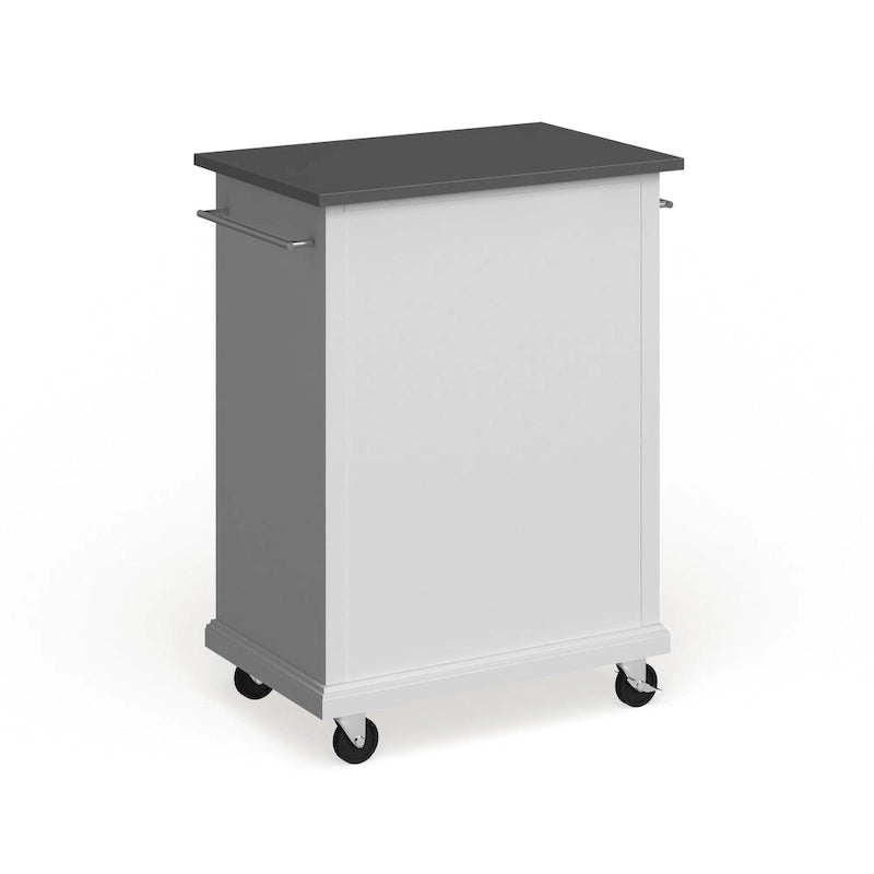 Crosley Compact White Wood Portable Kitchen Cart/ Island with Stainless Steel Top - 18d x 31w x 35.5h