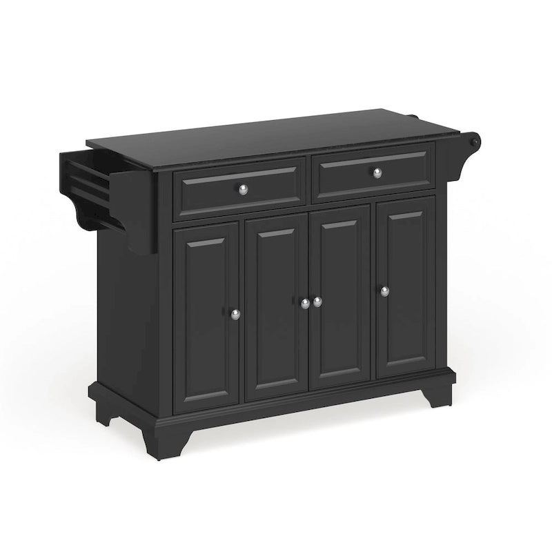 Crosley Lafayette Granite Top Kitchen Island in Black Finish - 51.5W x 18D x 36H