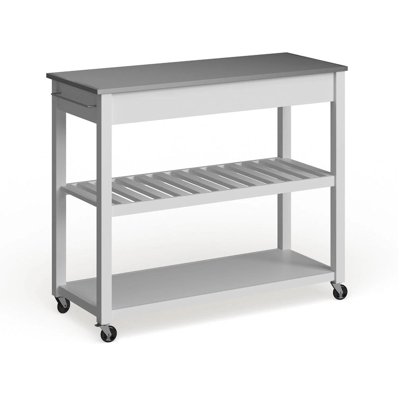 Crosley White Wood/ Stainless Steel Kitchen Cart Island - 17d x 43w x 35h