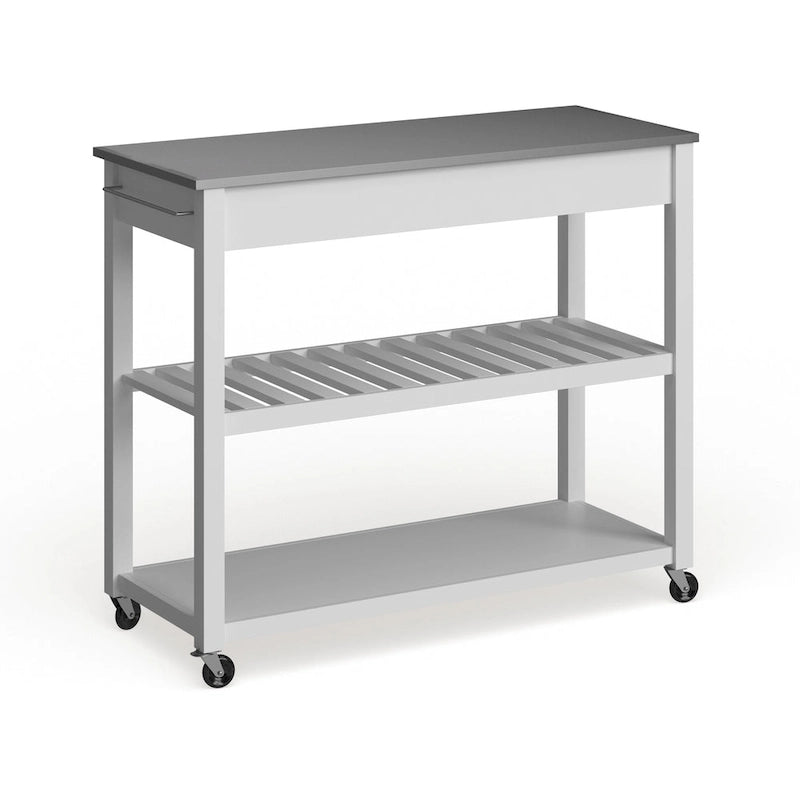 Crosley White Wood/ Stainless Steel Kitchen Cart Island - 17d x 43w x 35h