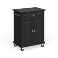 Crosley Compact Solid Black Granite Top Portable Kitchen Cart/ Island in Black Finish - 18d x 31w x 35.5h