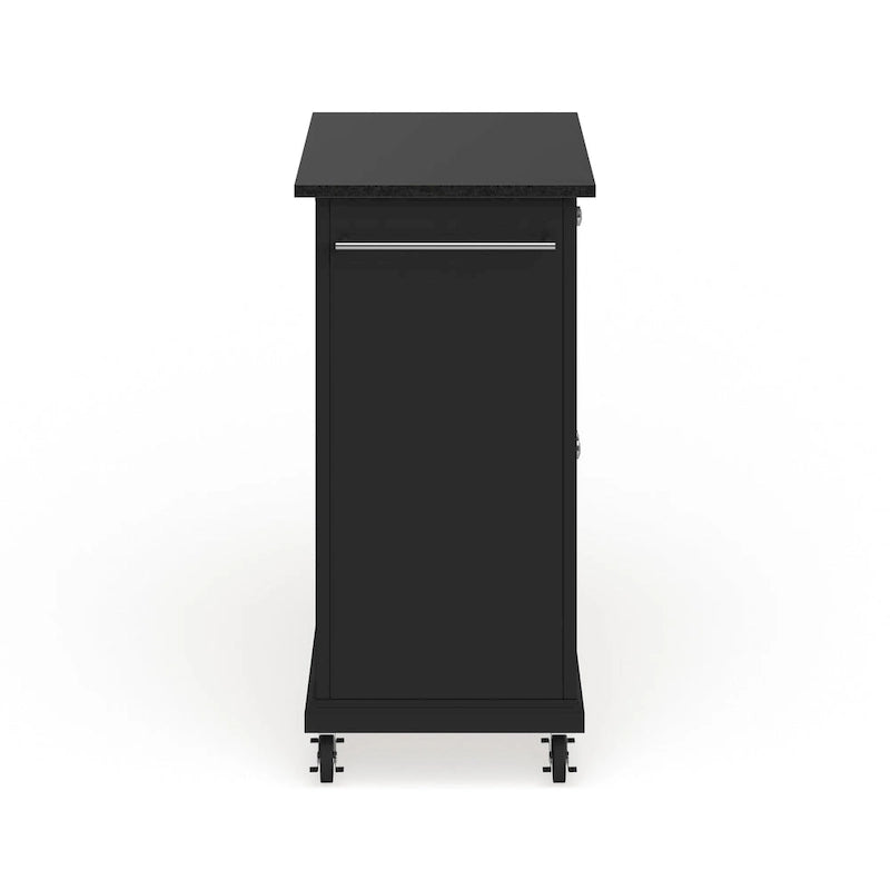 Crosley Compact Solid Black Granite Top Portable Kitchen Cart/ Island in Black Finish - 18d x 31w x 35.5h