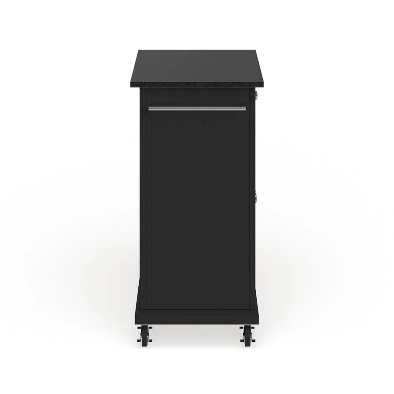Crosley Compact Solid Black Granite Top Portable Kitchen Cart/ Island in Black Finish - 18d x 31w x 35.5h