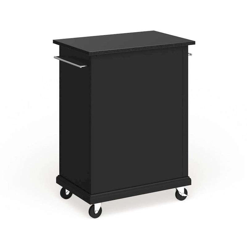 Crosley Compact Solid Black Granite Top Portable Kitchen Cart/ Island in Black Finish - 18d x 31w x 35.5h