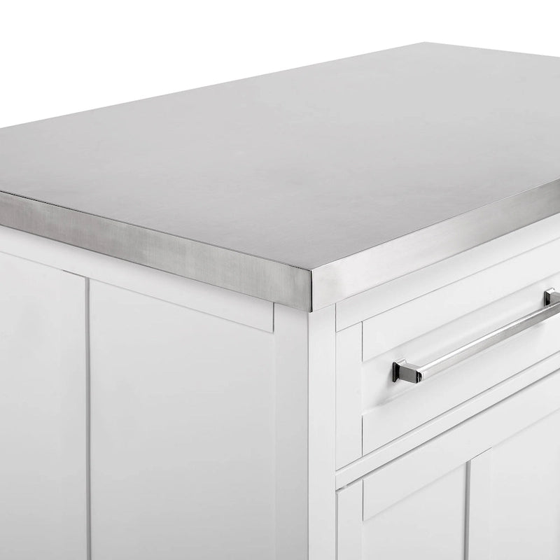Crosley Silvia Stainless Steel Top Island W/Uph Saddle Stools - 47d x 46w x 36.5h
