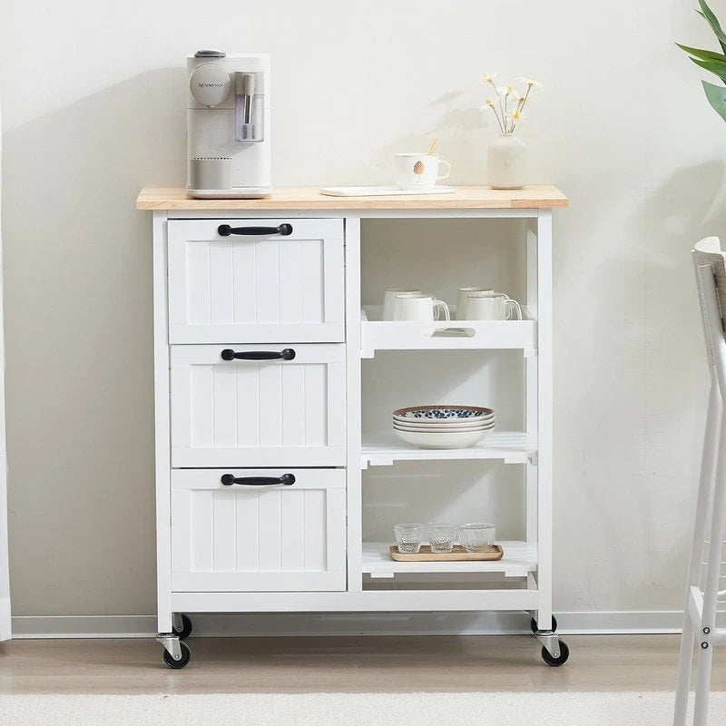 Three Drawers Three Layers Spray Paint Dining Car Kitchen Carts