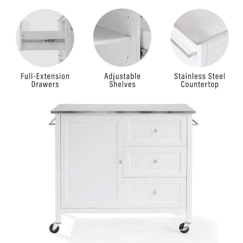Crosley Soren Stainless Steel Top Kitchen Island/Cart - 18.13d x 42.13w x 37.5h