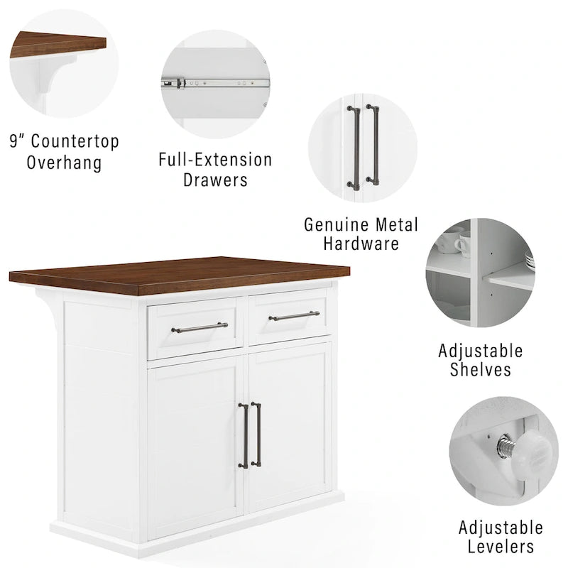 Crosley Bartlett Wood Top Kitchen Island - 27d x 42w x 36h