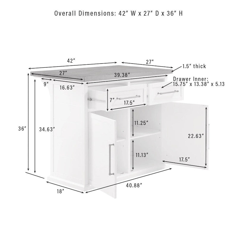 Crosley Bartlett Wood Top Kitchen Island - 27d x 42w x 36h