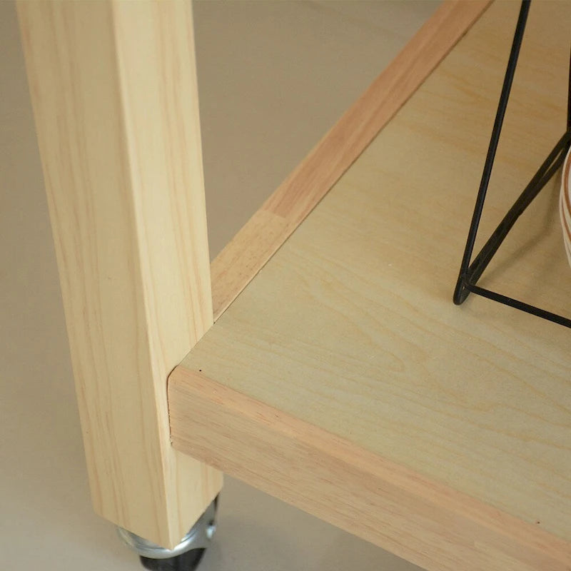 Kitchen Island & Kitchen Cart, Mobile Kitchen Island with Two Lockable Wheels, Rubber Wood Top, Simple Design