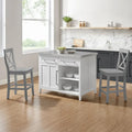 Crosley Silvia Stainless Steel Top Kitchen Island W/X-Back Stools - 57d x 46w x 41h