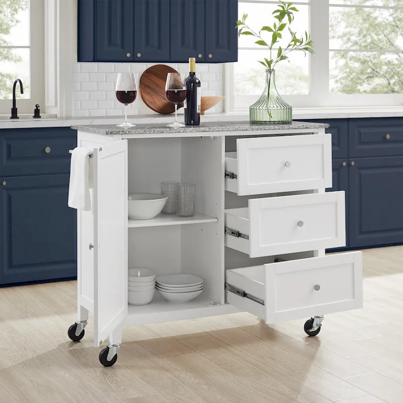 Crosley Soren Granite Top Kitchen Island/Cart - 18.13d x 42.13w x 37.5h