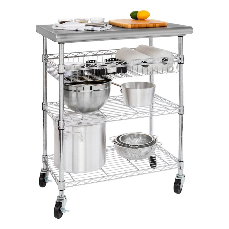Seville Classics Stainless-Steel Utility Cart NSF, 30 W x 20 D x 36 H - N/A