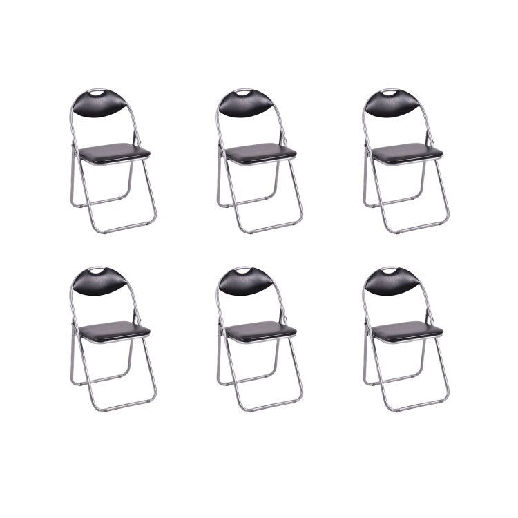 Black Portable Folding Dining Chairs Set with Carrying Handles and U-Shaped Metal Base