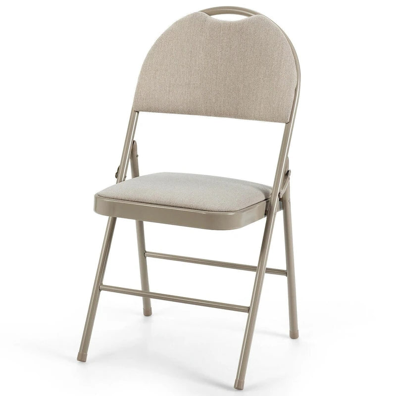 6 Pack Folding Chairs Portable Padded Office Kitchen Dining Chairs-Beige - 18.5 x 20 x 35 (L x W x H)