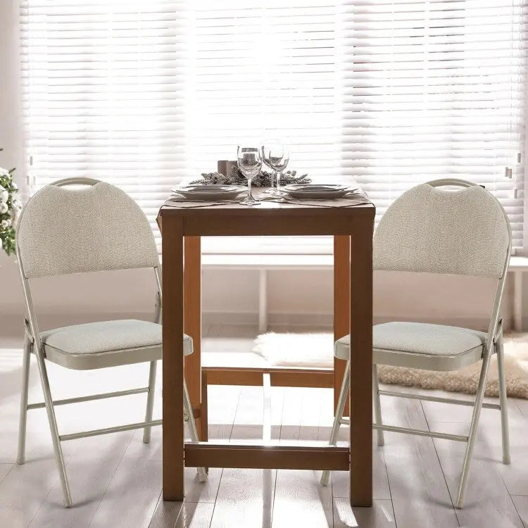 6 Pack Folding Chairs Portable Padded Office Kitchen Dining Chairs-Beige - 18.5 x 20 x 35 (L x W x H)