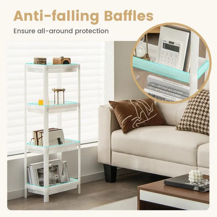 2 Packs 4-Tier Detachable Slim Storage Cart with Drainage Holes for Small Space-White - 14 x 9 x 39 (L x W x H)
