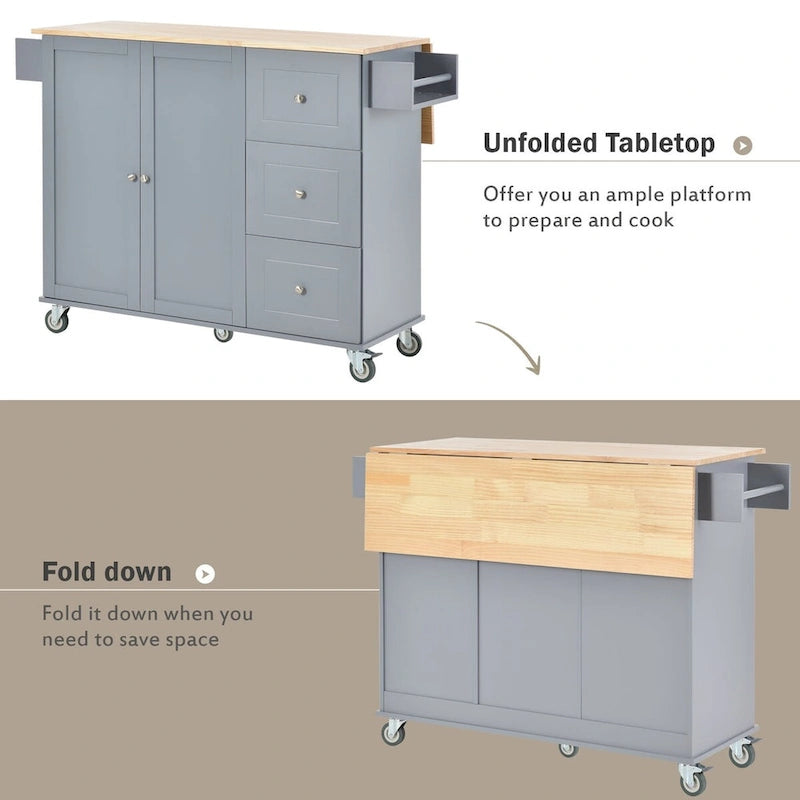 Multifunctional Kitchen Cart with Spice Rack and Adjustable Shelves