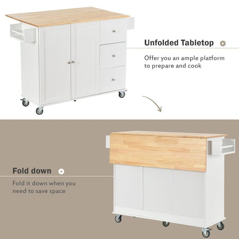 Multifunctional Kitchen Cart with Spice Rack and Adjustable Shelves