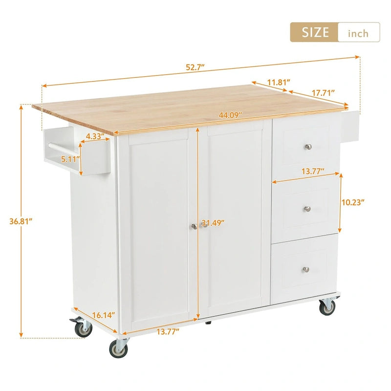 Multifunctional Kitchen Cart with Spice Rack and Adjustable Shelves