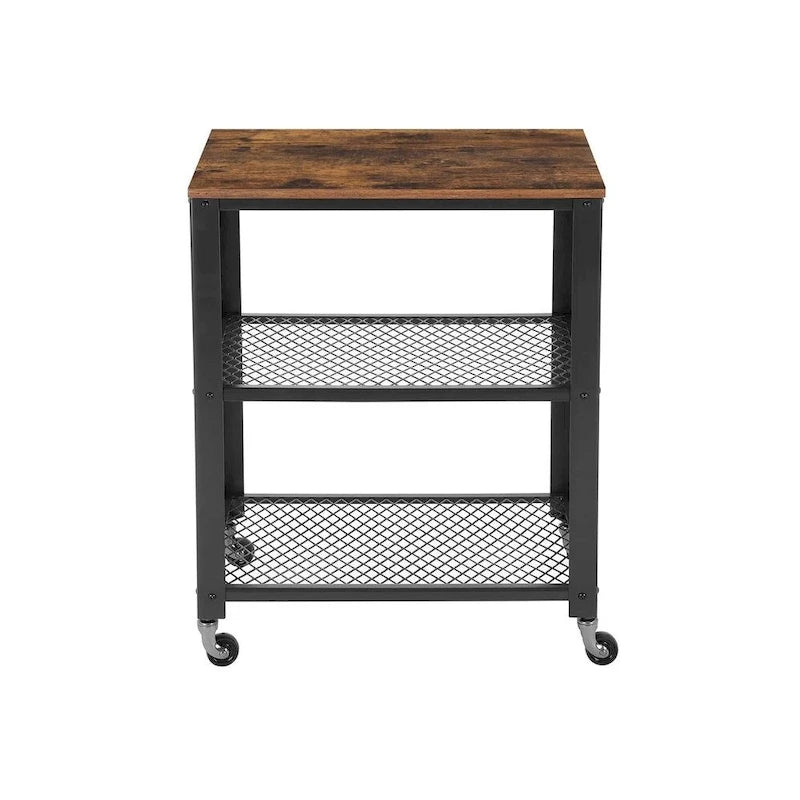 30.6H Serving Cart with 4 Casters and Adjustable Feet, Steel Frame Ideal for Kitchen or Any Room Use - 15.7D x 23.6W x 30.6H