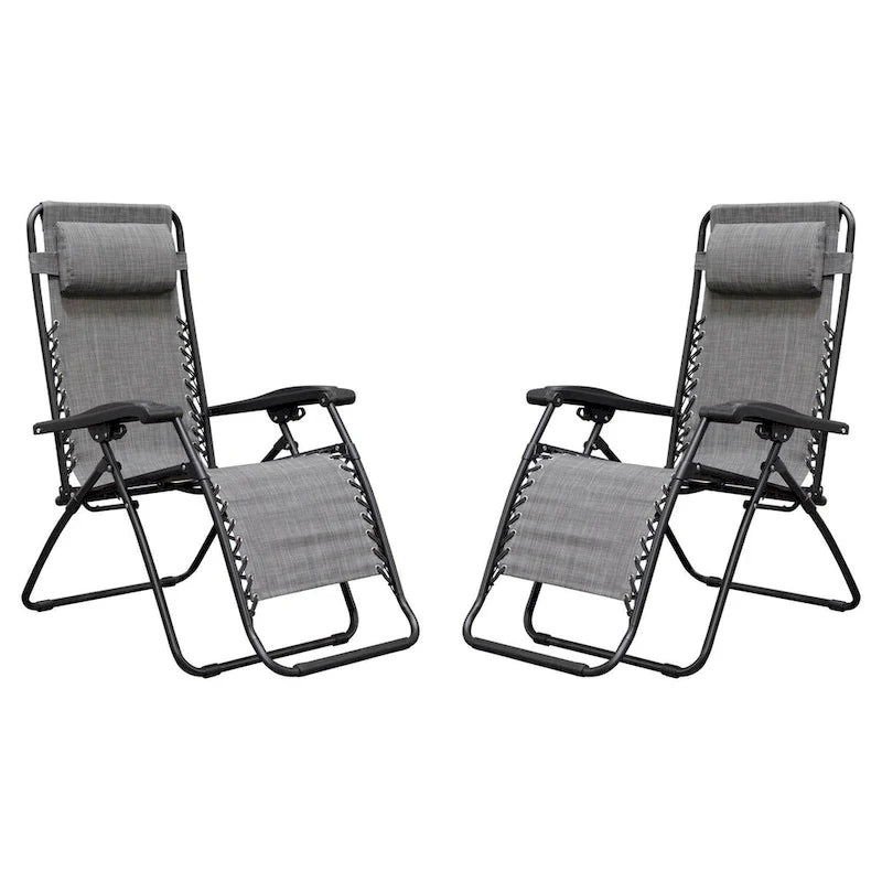 Caravan Canopy Infinity Zero Gravity Steel Frame Patio Deck Chair, Grey (Pair) - 22