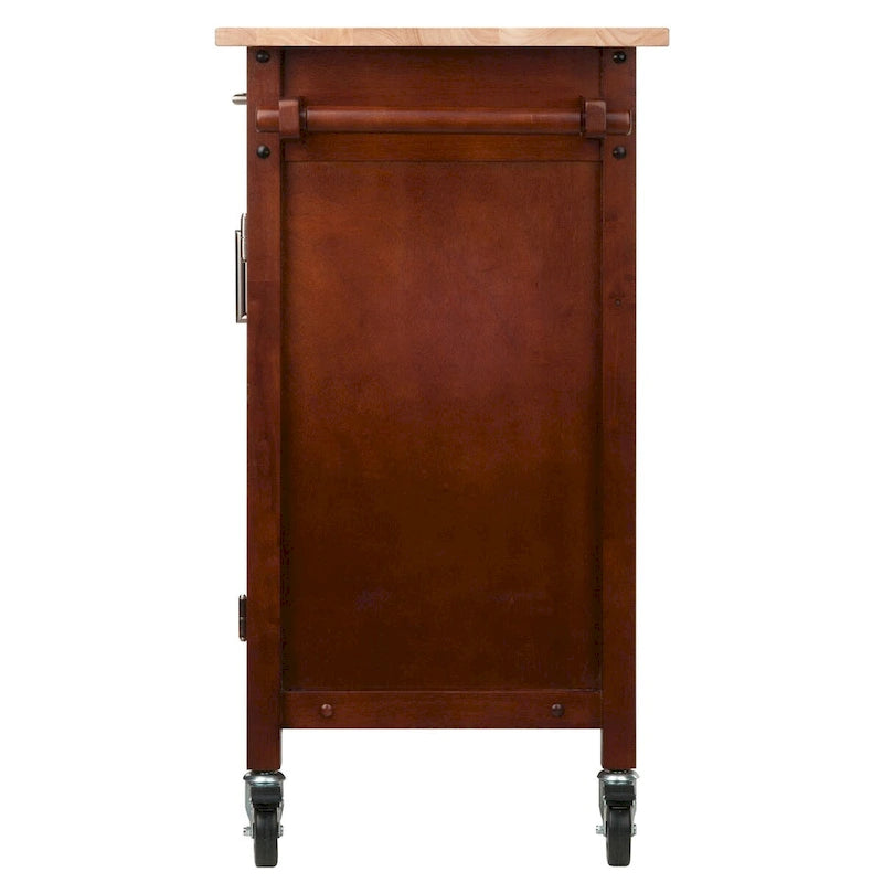 Marissa Kitchen Cart, Walnut - 36.18 x 18.5 x 34.61 inches