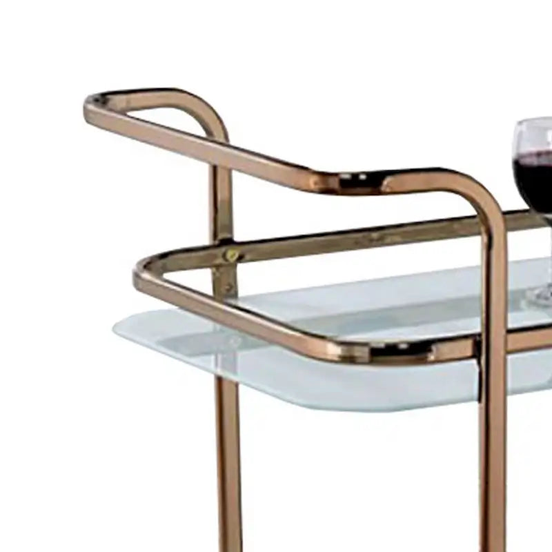 Tiana Contemporary Serving Cart In Champagne Finish - 32.5 H x 27 W x 16.5 L Inches