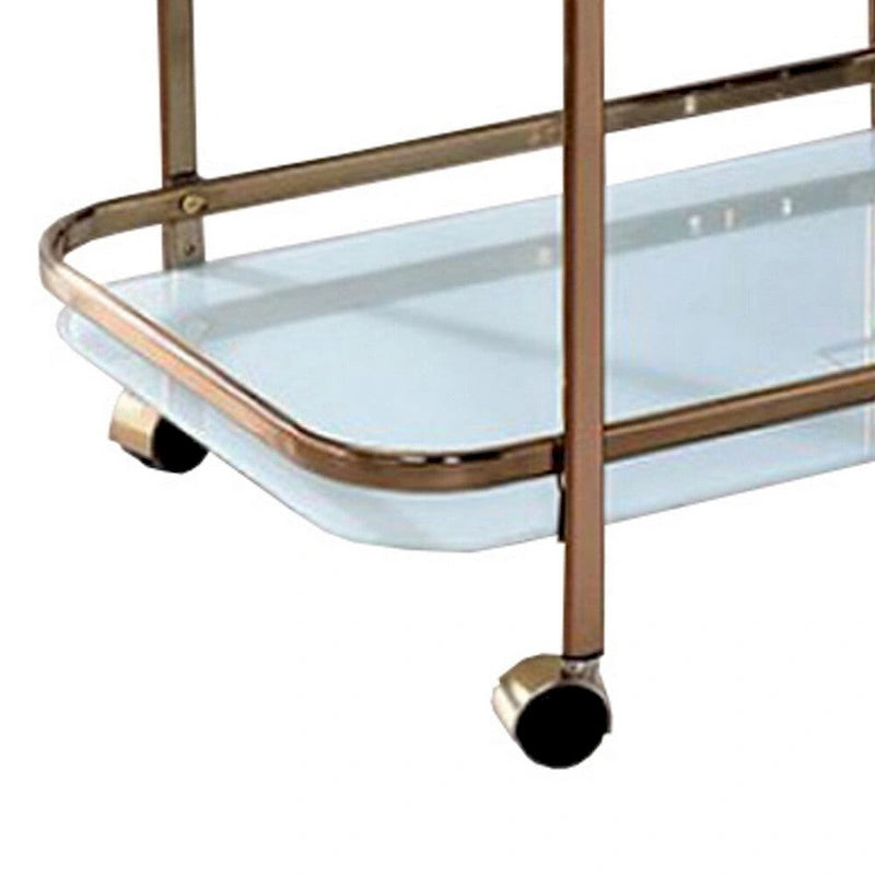 Tiana Contemporary Serving Cart In Champagne Finish - 32.5 H x 27 W x 16.5 L Inches