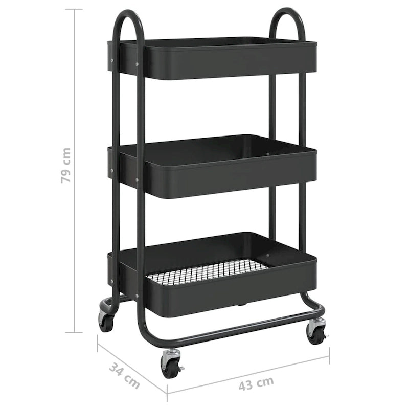 vidaXL Trolley 3-Tier Kitchen Trolley Kitchen Island Storage Utility Cart - 16.9 x 13.4 x 31.1