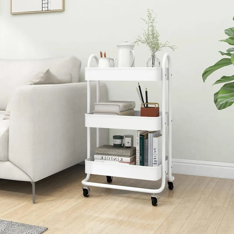 vidaXL Trolley 3-Tier Kitchen Trolley Kitchen Island Storage Utility Cart - 16.9 x 13.4 x 31.1