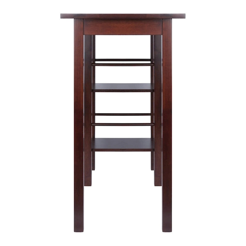 Egan Breakfast Kitchen Island with Shelves, Walnut - 45W x 19.7D x 36.2H