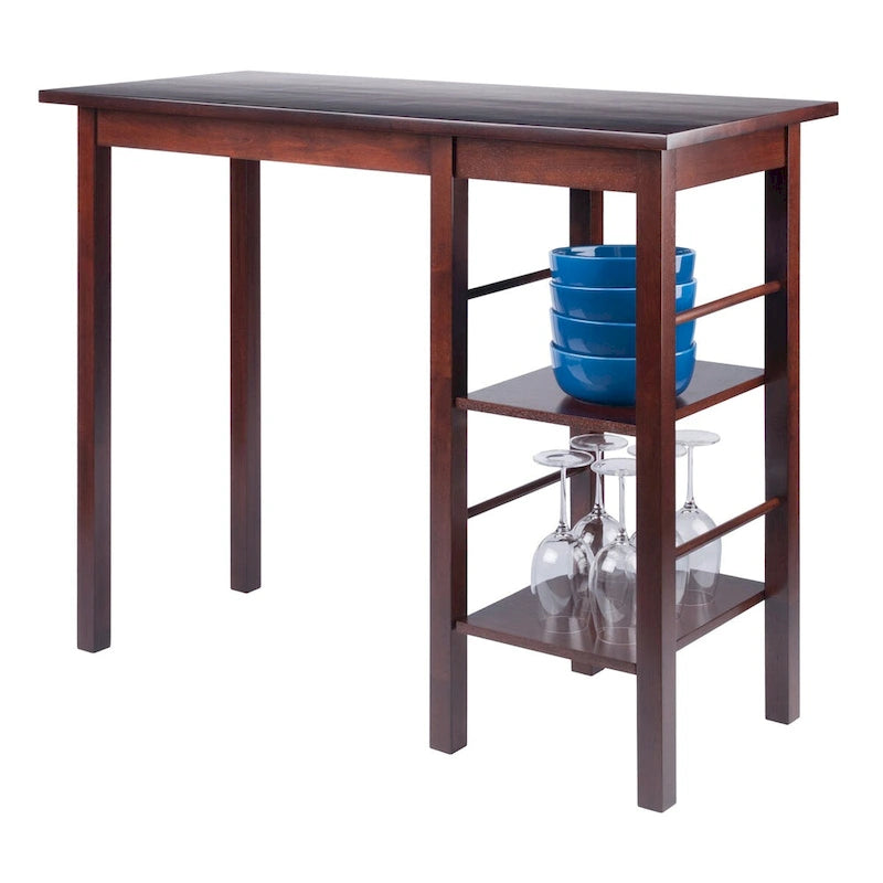 Egan Breakfast Kitchen Island with Shelves, Walnut - 45W x 19.7D x 36.2H