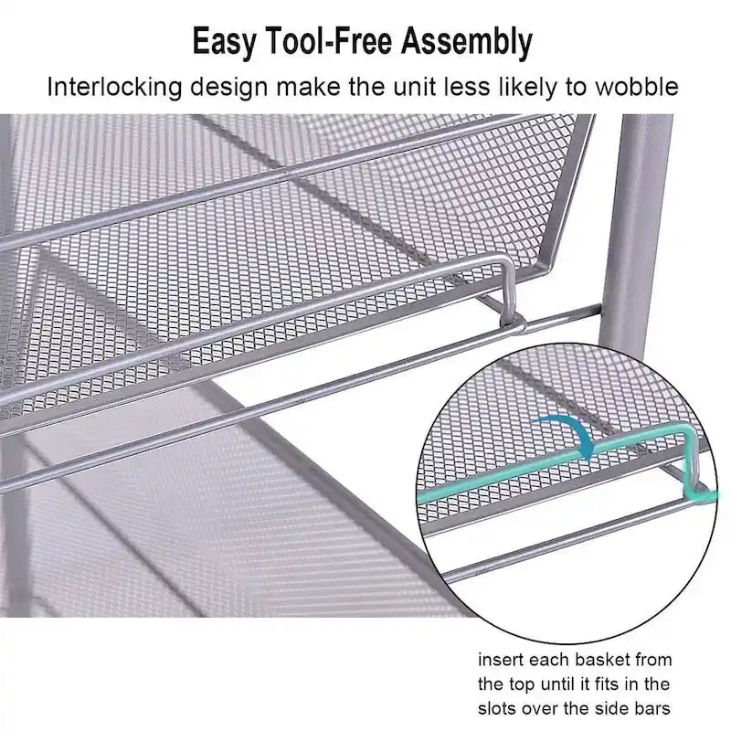 5 Tier Storage Rack Trolley Cart With Four 360 Degree Swivel Wheels - 17.5 x 10.5 x 41 (L x W x H)