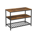 Black Metal Kitchen Shelf with Large Wooden Worktop and Adjustable Storage Racks