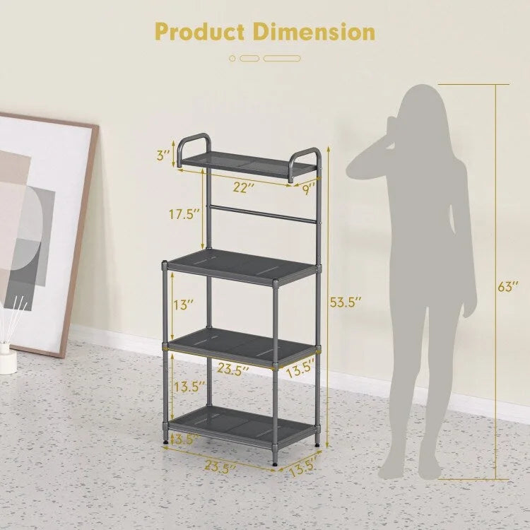 Versatile 4-Tier Kitchen Storage Rack - Stylish Bakers Rack Organizer - 23.5 x 13.5 x 53.5 (L x W x H)
