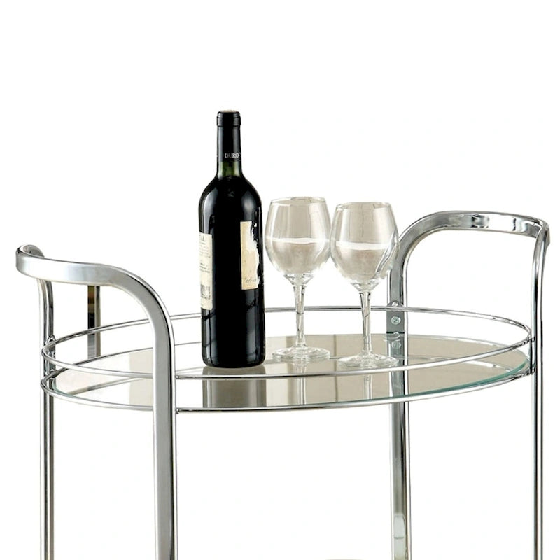 Loule Contemporary Serving Cart In Chrome Finish - 31 H x 26 W x 18 L Inches