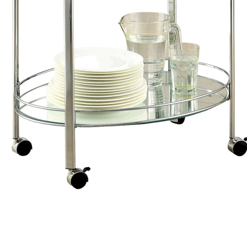 Loule Contemporary Serving Cart In Chrome Finish - 31 H x 26 W x 18 L Inches